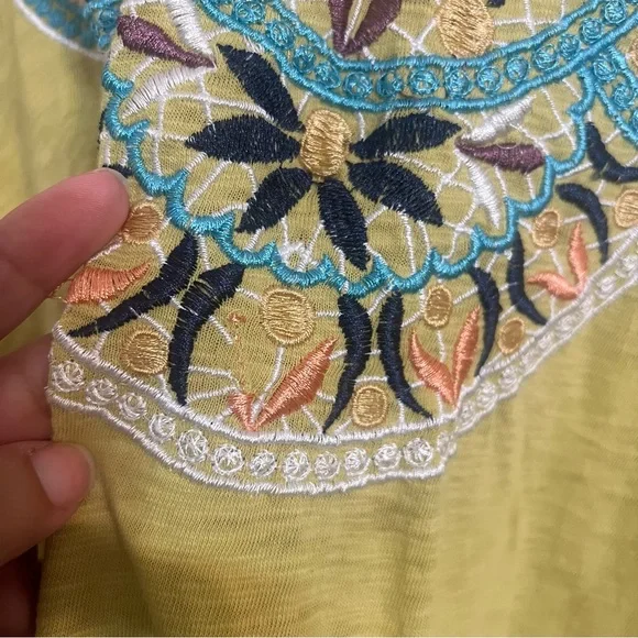 Soft Surroundings blouse tunic sunrise Embroidered V-Neck boho floral cotton 3x - Picture 9 of 9